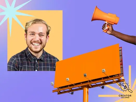 phill agnew with a billboard