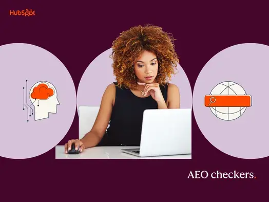 Woman on laptop looking at AEO checker tools